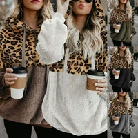 autumn and winter 2022 sexy leopard zip pocket top plush sweater goth clothes hoodie womenlong sleebve bodycon streettwear