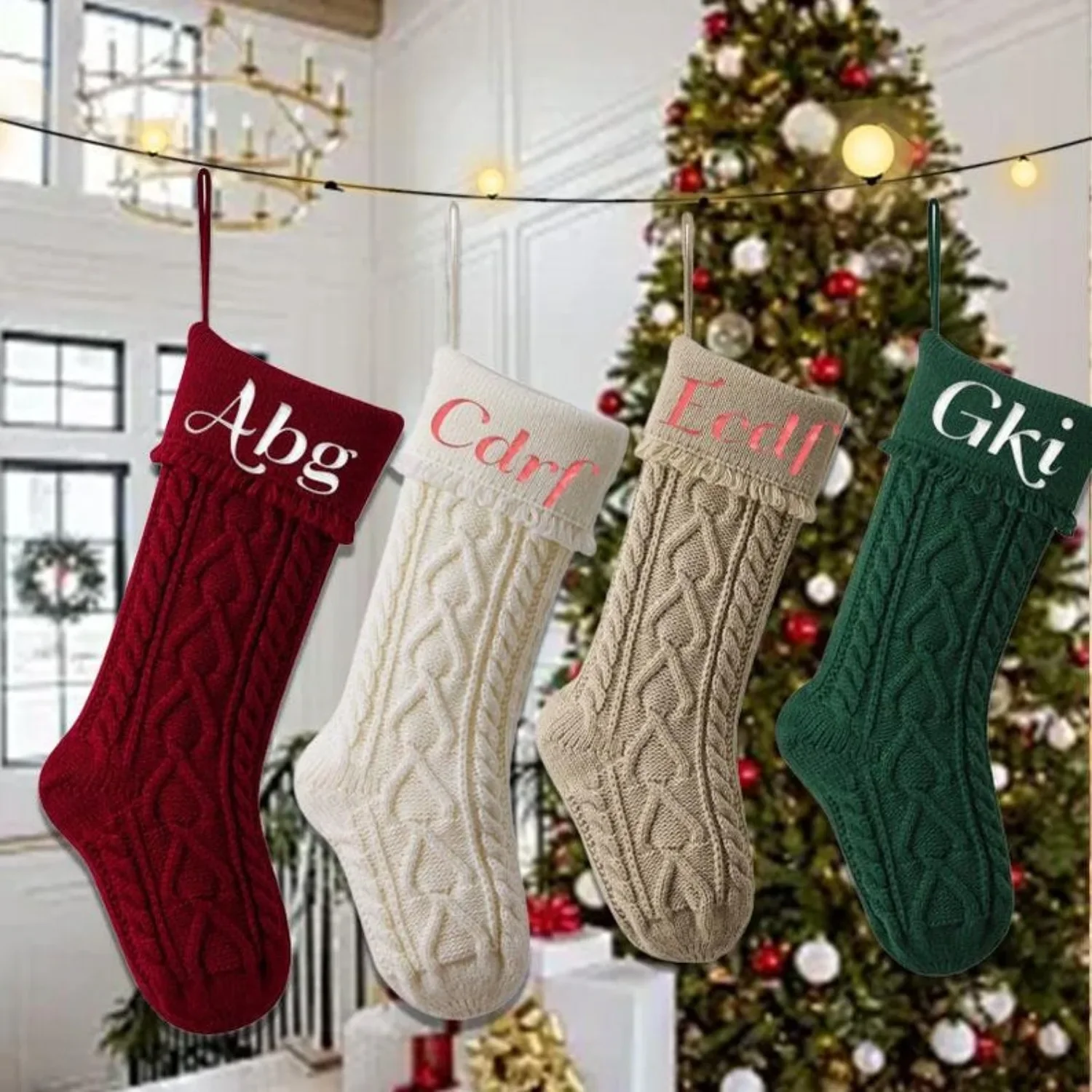 Персонализированный чулок Праздничные рождественские чулки с ручной