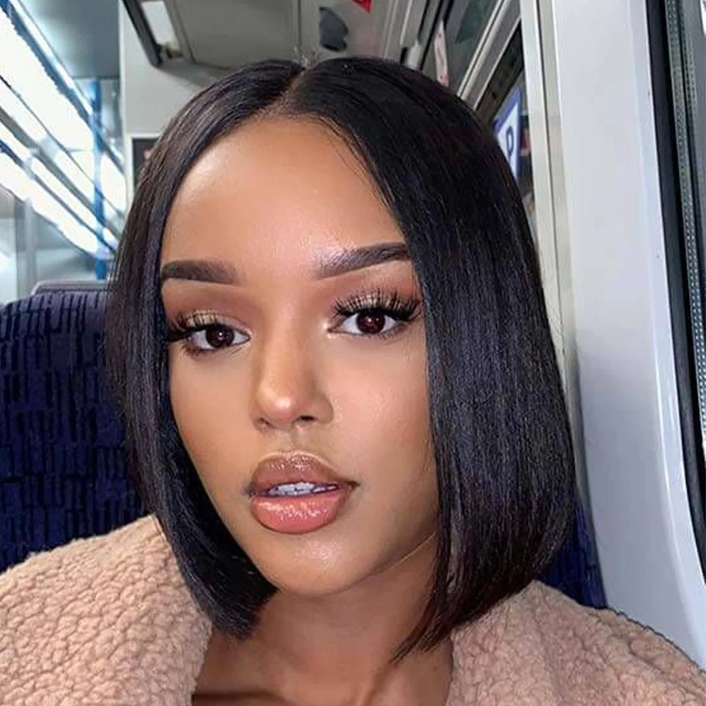 180 плотность короткий боб парик кости прямые человеческие волосы парики для