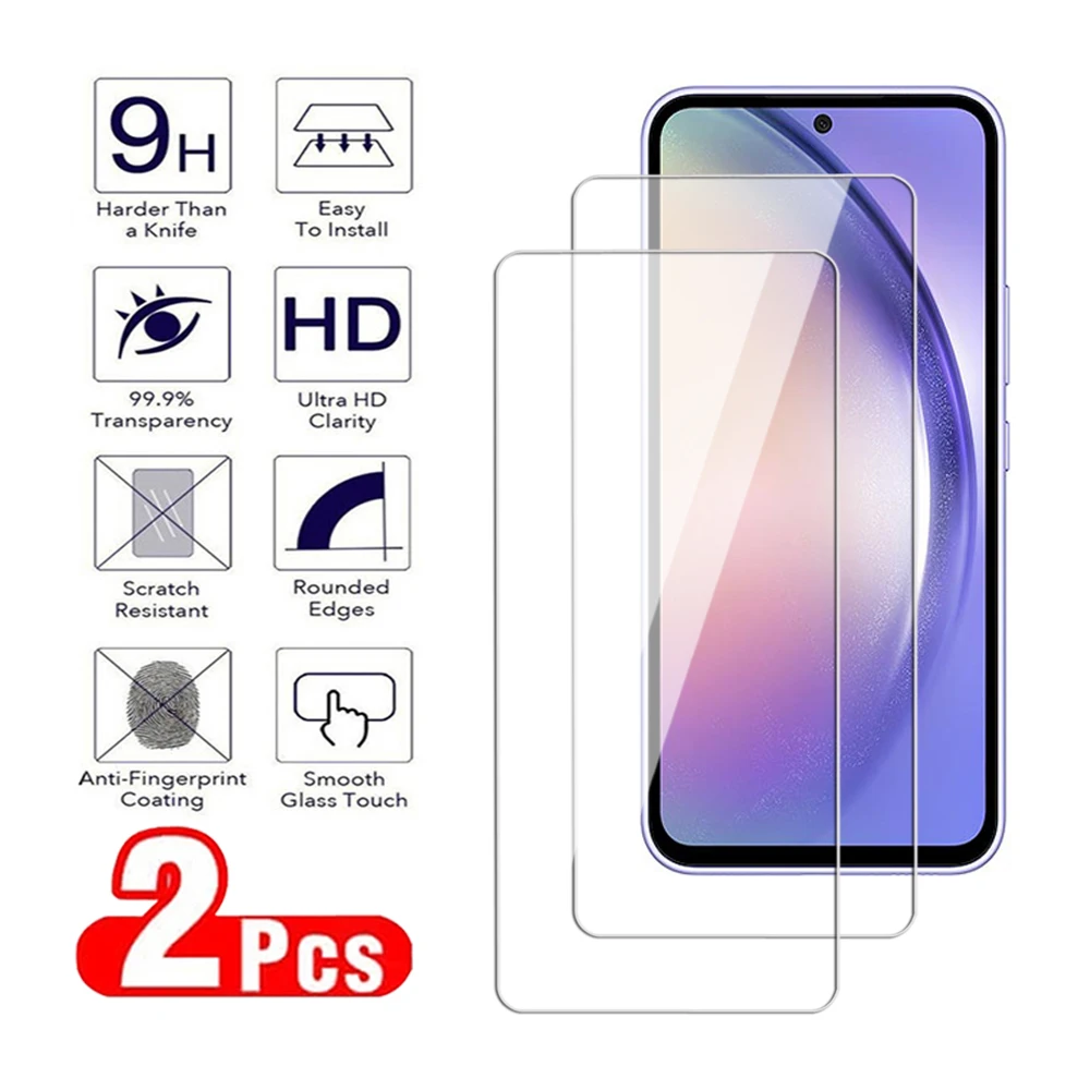 2 шт. прозрачное закаленное стекло для Samsung Galaxy A04 A14 A24 A34 A54 4G5G Защитная пленка