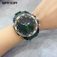 saanda new digital watch creative spider dual display clock alarm calendar multifunction men military sports wrist watch reloj