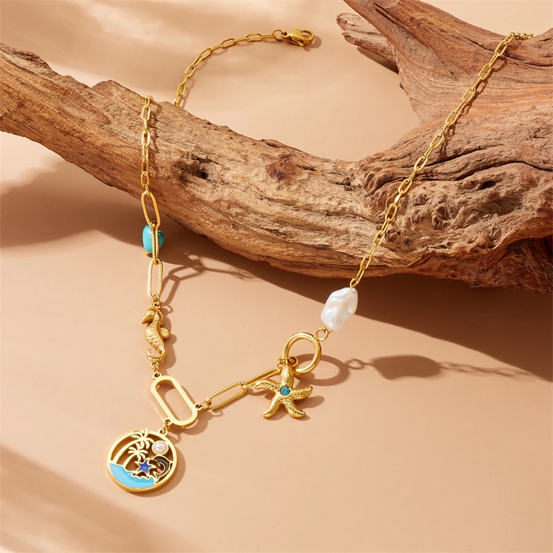 Женское ожерелье MEYRROYU из нержавеющей стали с зеленым цирконием