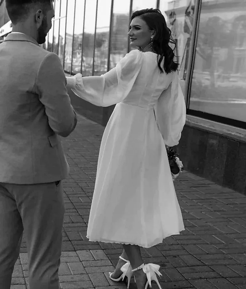 Маленькое белое свадебное платье по индивидуальному заказу длиной до щиколотки