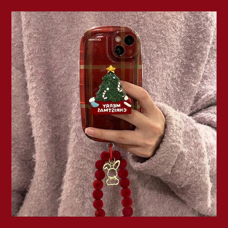 

New Year's gift Christmas Doll Bracelet holder Case For iPhone 13 12 11 14 Pro Max X S MAX XR Chain Cover