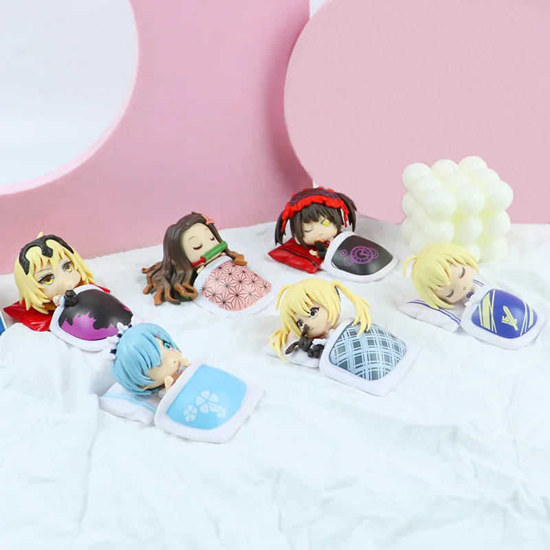 

Kawaii Nezuko Rem Kurumi Saber Sora Joan of Arc Mini Figure Doll Toys Demon Slayer Fate Re:Zero Yosuga No Sora Dead or Alive