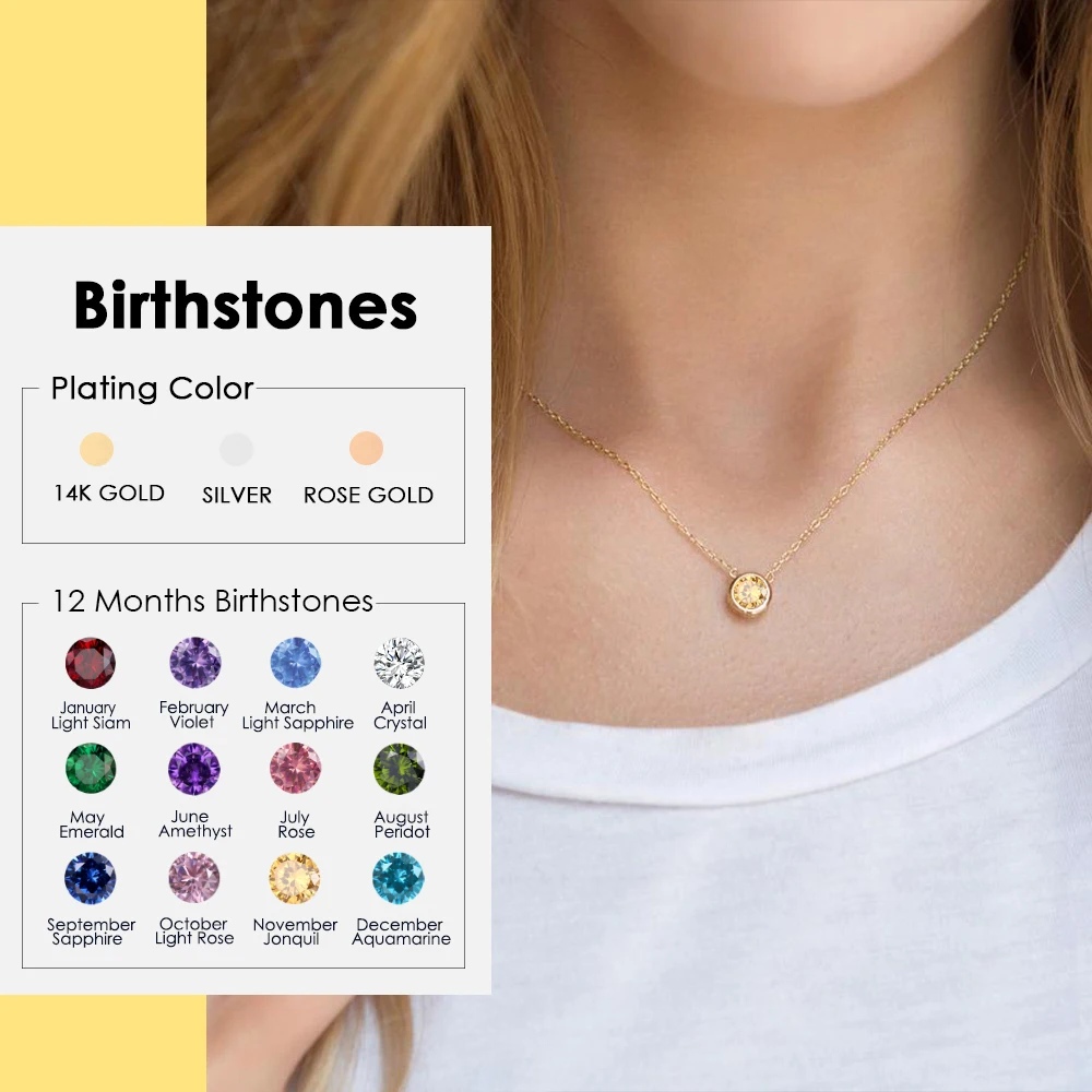 

Chain Stainless Steel Necklace Women Designer Luxury Jewelry Gold Color Bride Statement 12Birthstone November Necklace Choker