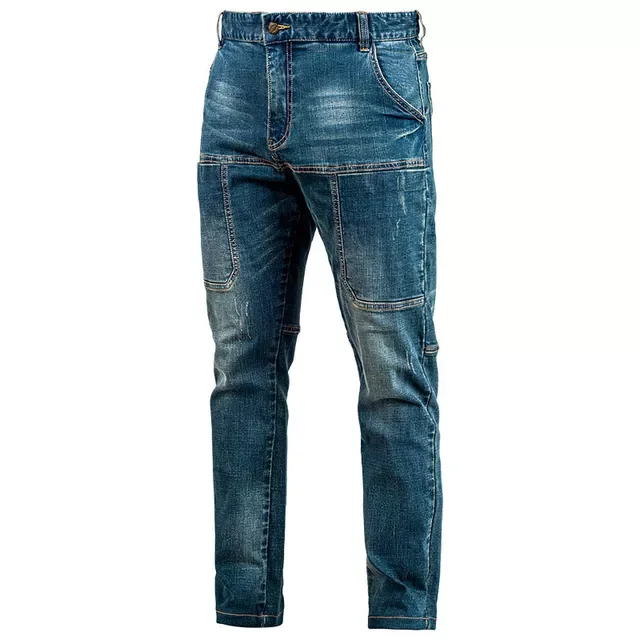Men Multi-pocket City Commute Cargo Cowboy Trousers Work Joggers Jeans Men Military Wear-resistant Straight Denim Pants