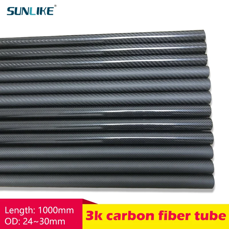 1 PCS 3K Carbon Fiber Tube Length 1000mm Diameter 24mm 25mm 26mm 27mm 28mm 29mm Used For RC Model Aircraft Drone Accessories