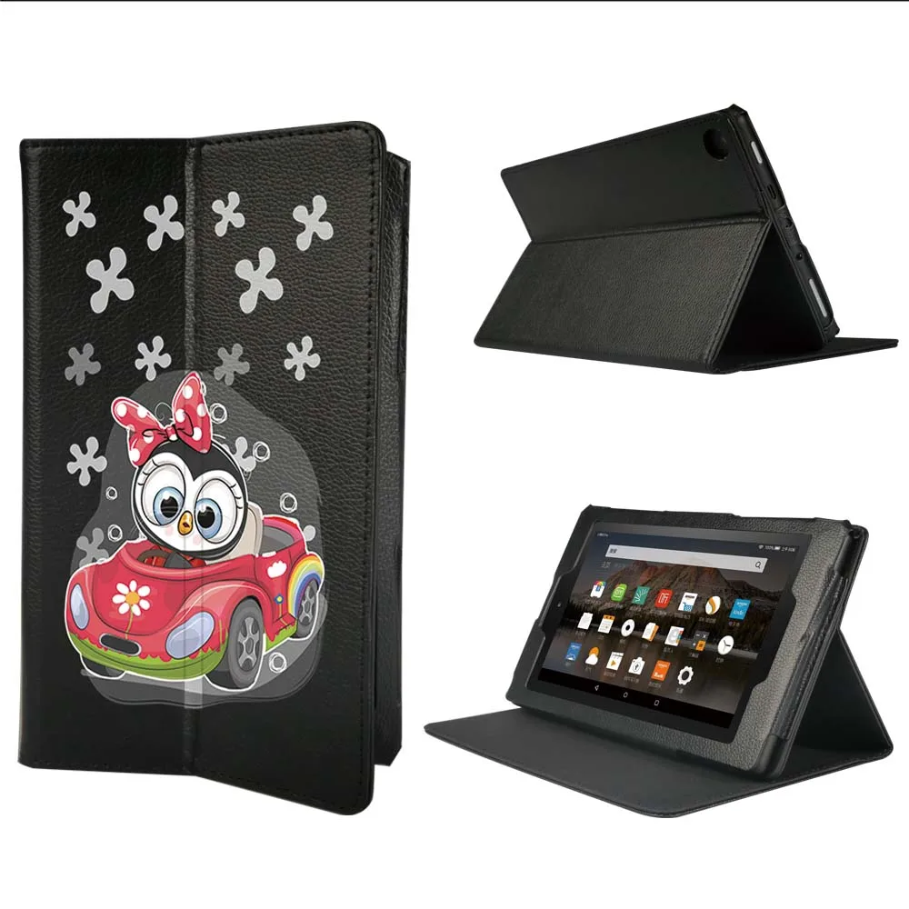 

Pu Leather Tablet Case for Fire 7 (5th/7th/9th)/Fire HD 8(6th/7th/8th)/HD10 (5th/7th/9th) Cartoon Pattern Front Bracket Cover