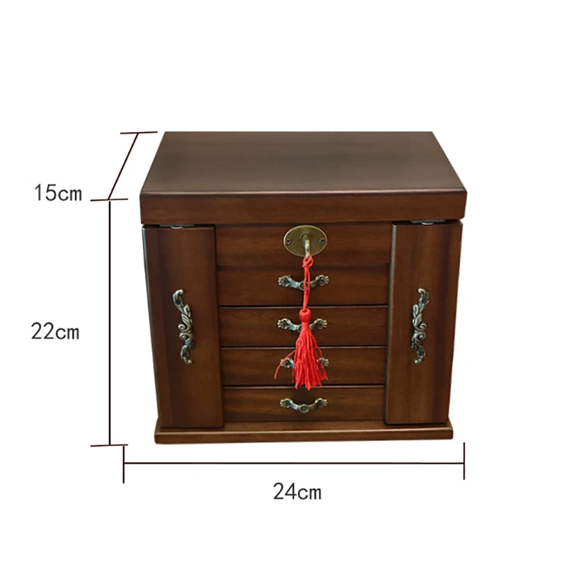 Luxury Multi Layer Jewelry Box Storage Organizer Case Wood Rosewood Vintage Jewelry Storage Box Large Capacity 360 with Lock