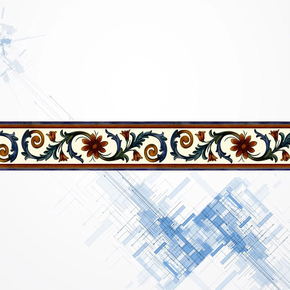 

Wallpaper Border Sticker Flower Pattern Waist Line Wall Sticker Waterproof Self Adhesive PVC Wallpaper Border (10cm x 10m)