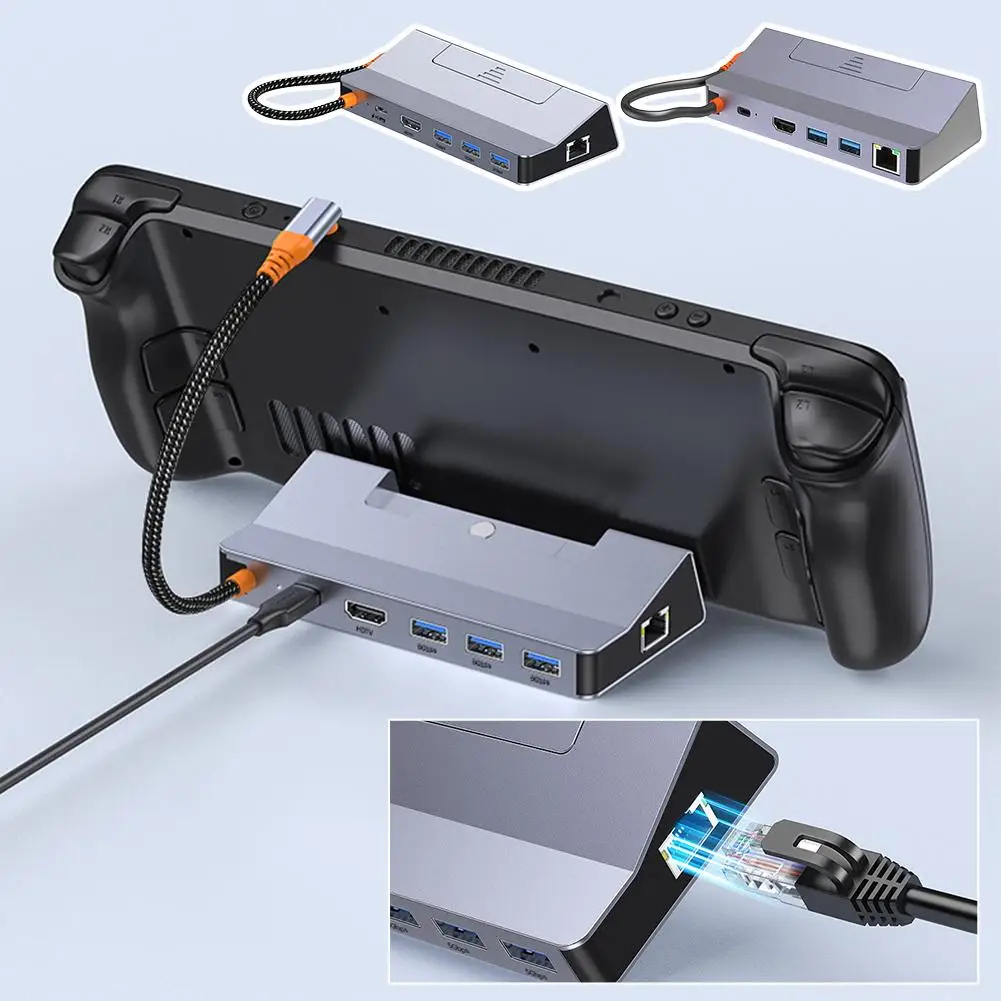 

1Pcs 5 In 1 PD100W For Rog Ally Game Console Base For Steam Deck Charging Handheld USB 3.0 Multifunctional Type C Expansion D0J7