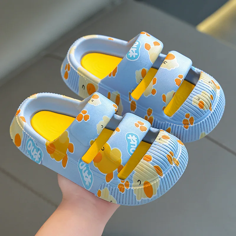 

Unisex Non-slip Soft Thick Soles Bath Beach PVC Toddler Children Flat Slides Summer Cute Funny Cartoon Kids Closed Toe Slippers