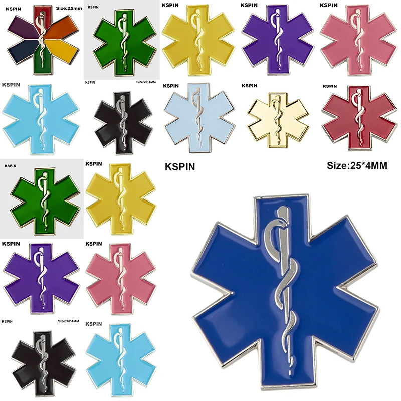 Красочная эмалированная брошь в форме звезды жизни, скорая помощь, значок на лацкан, значок, значки, брошь, значки XY0573