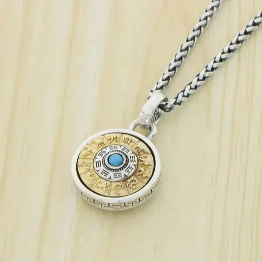 Кулон из стерлингового серебра S925 карты Багуа с девятью дворцами имеет модный и