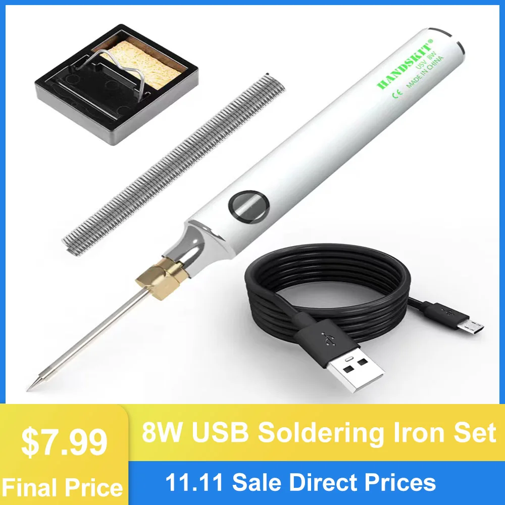 Portable 5V/8W USB Soldering Iron Set Adjustable Temperature Ceramic Core Heating Home Welding Solder Repair Tools