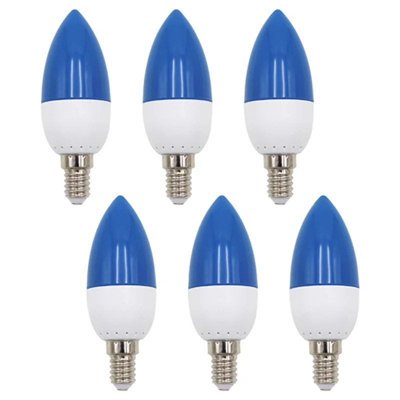 

6X E14 LED Color Candle Tip Bulb Color Candle Light Blue