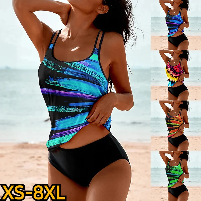 

Новинка 2023, летний женский сексуальный купальник-танкини из двух частей, купальник с высокой талией, новый дизайн, пляжная одежда с принтом, женский купальник с высокой талией