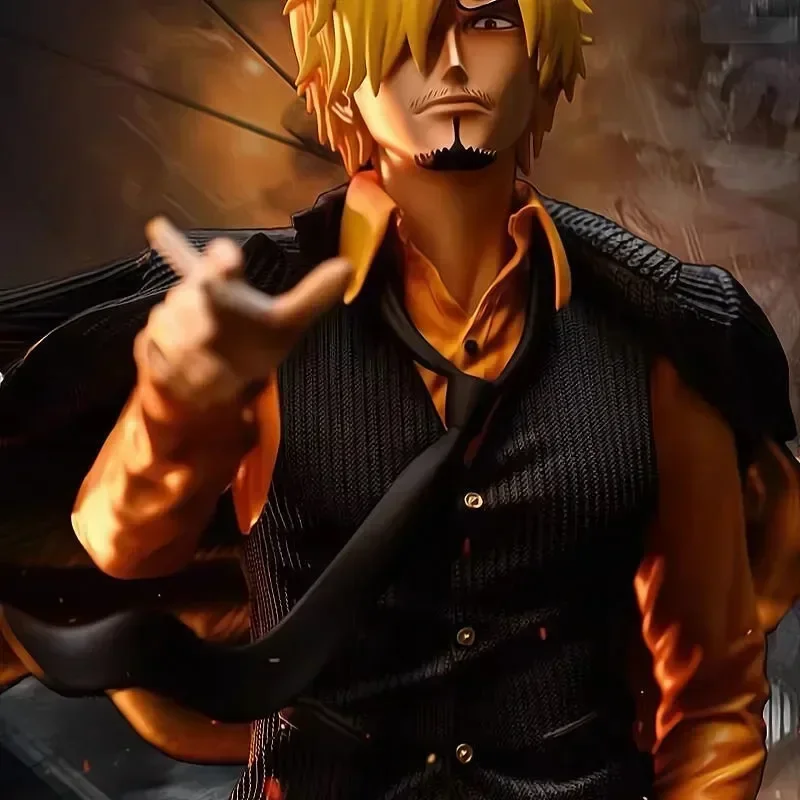 Слитная аниме-фигурка Gk три боевых крови Sanji Luffy Sauron сцена с подсветкой статуя