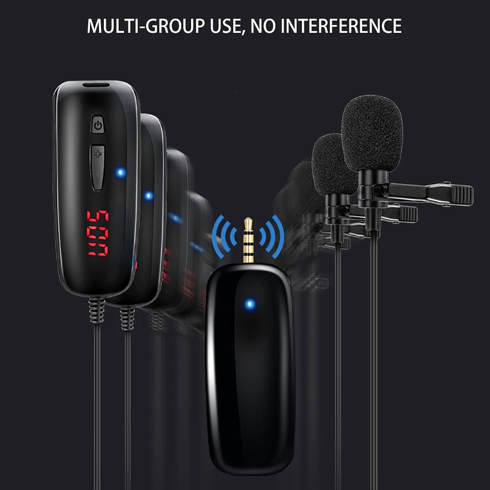 

Wireless Microphone UHF Lavalier Lapel Wireless Voice Recorder Microphone Recording Vlog for Youtuber Tiktok Live Phone Pad PC