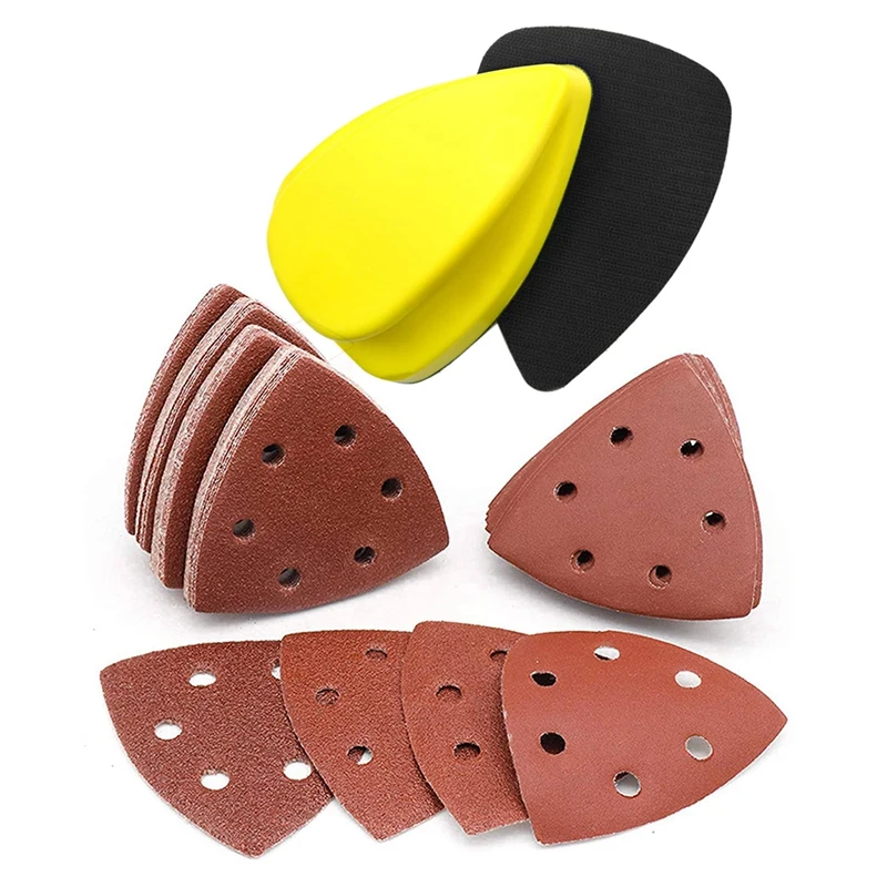 

2Pcs 140Mm Hand Detail Sander Block Hand Sanding Pads & 90Pcs Triple-Cornered Hook And Loop Sander Pads