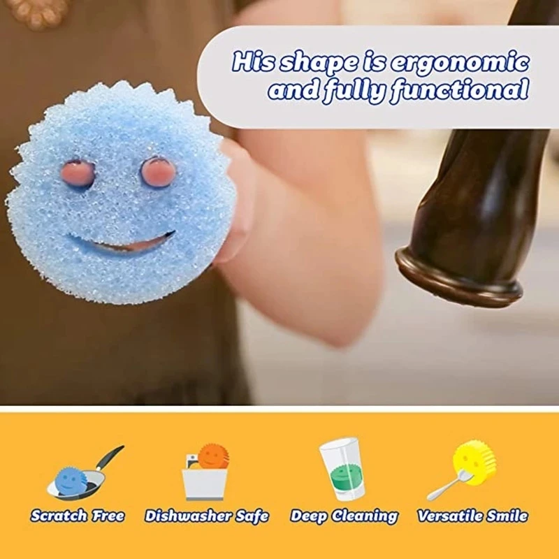 

Creativity Smiley Magic Dishwashing Sponge Household Kitchenware Bathroom Cleaning Tools Scouring Powerful Scouring Pad no box