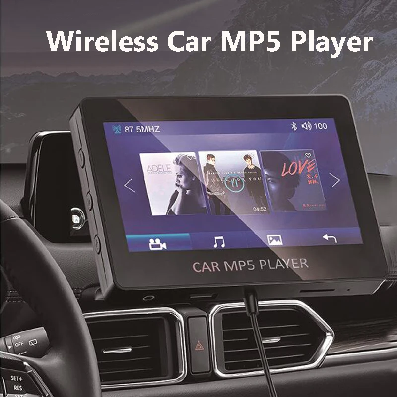 

4.3“ LCD Screen Wireless FM Transmitter Wireless Car MP5 Player Car Kit with USB Charger Support TF Card Line-in AUX