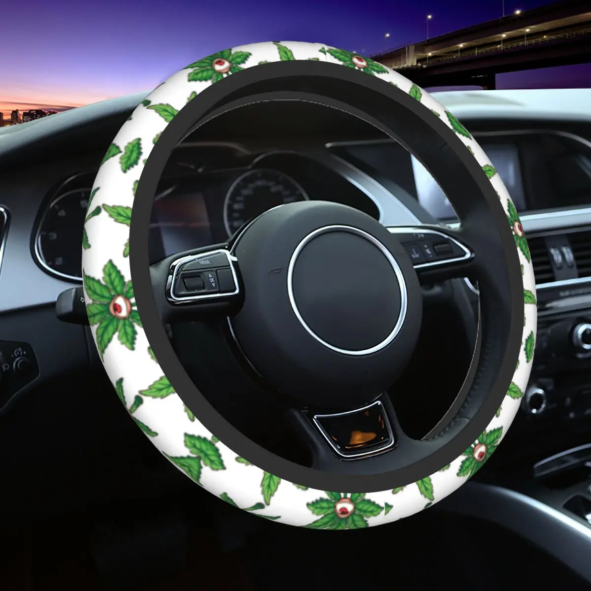 

Weed Leaf Car Steering Wheel Cover 37-38 Anti-slip Plants Green Steering Wheel Protective Cover Steering-Wheel Accessories
