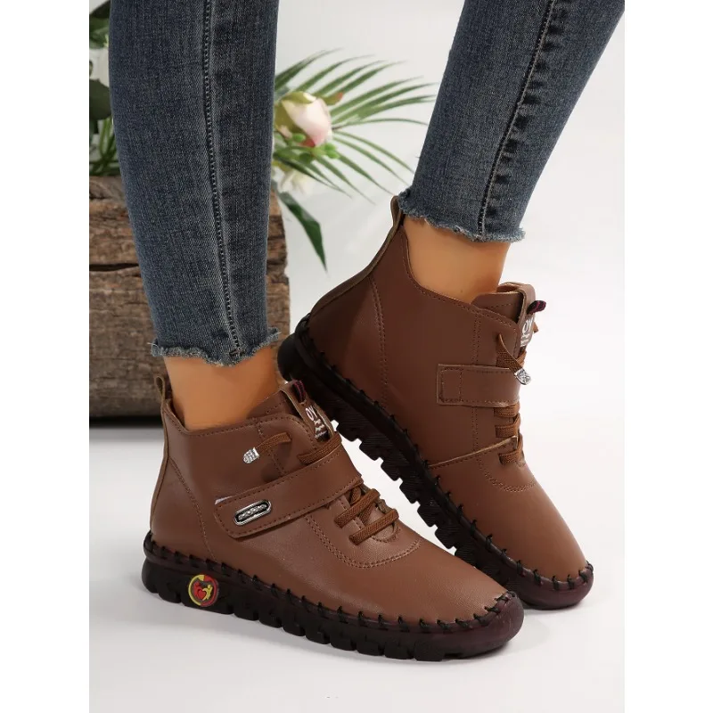 

Winter Orthopedic Boots For Women Autumn Fall Leather Shoes With Fur Black Moccasins Woman Ankle Boots Mom Plush Shoes Booties