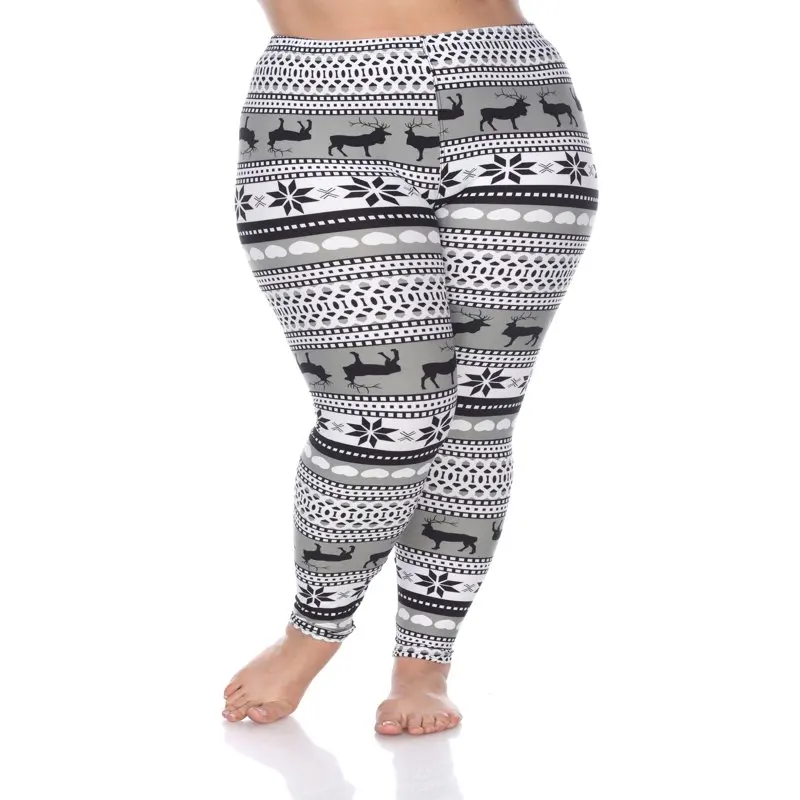 

HMCN Women`s Plus Size Holiday Printed Leggings