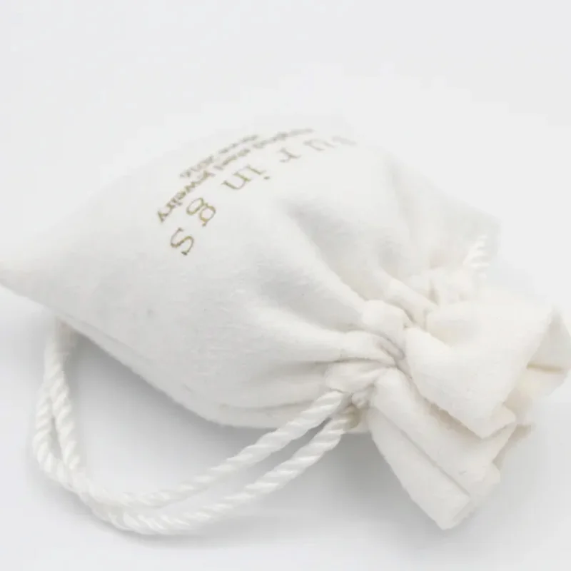 White Suede Gift Bags 3x4inch 3.5x4.7inch  4x6inch 4.7x6inch Custom Jewelry Logo Dust Sack Makeup Flannel Drawstring Pouches