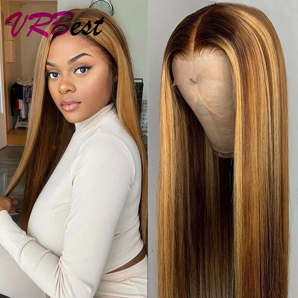 

Straight Highlight Wig Colored Lace Front Human Hair Wigs for Women Brazilian Lace Frontal Wig 8-34 Inch 13x4 Pre Plucked P4/27
