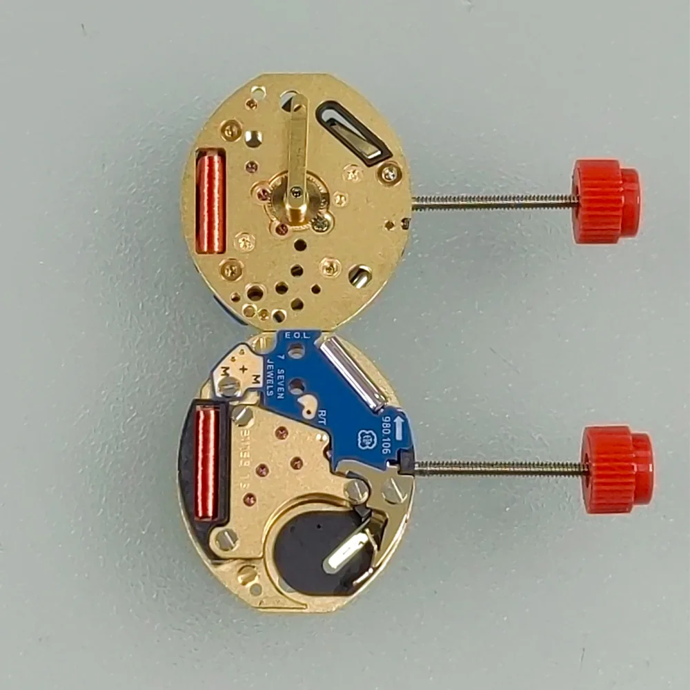 Repair Tool Parts 7 Jewels 980.106 Gold Quartz Watch Movement SW original Three-Hands Mechanism
