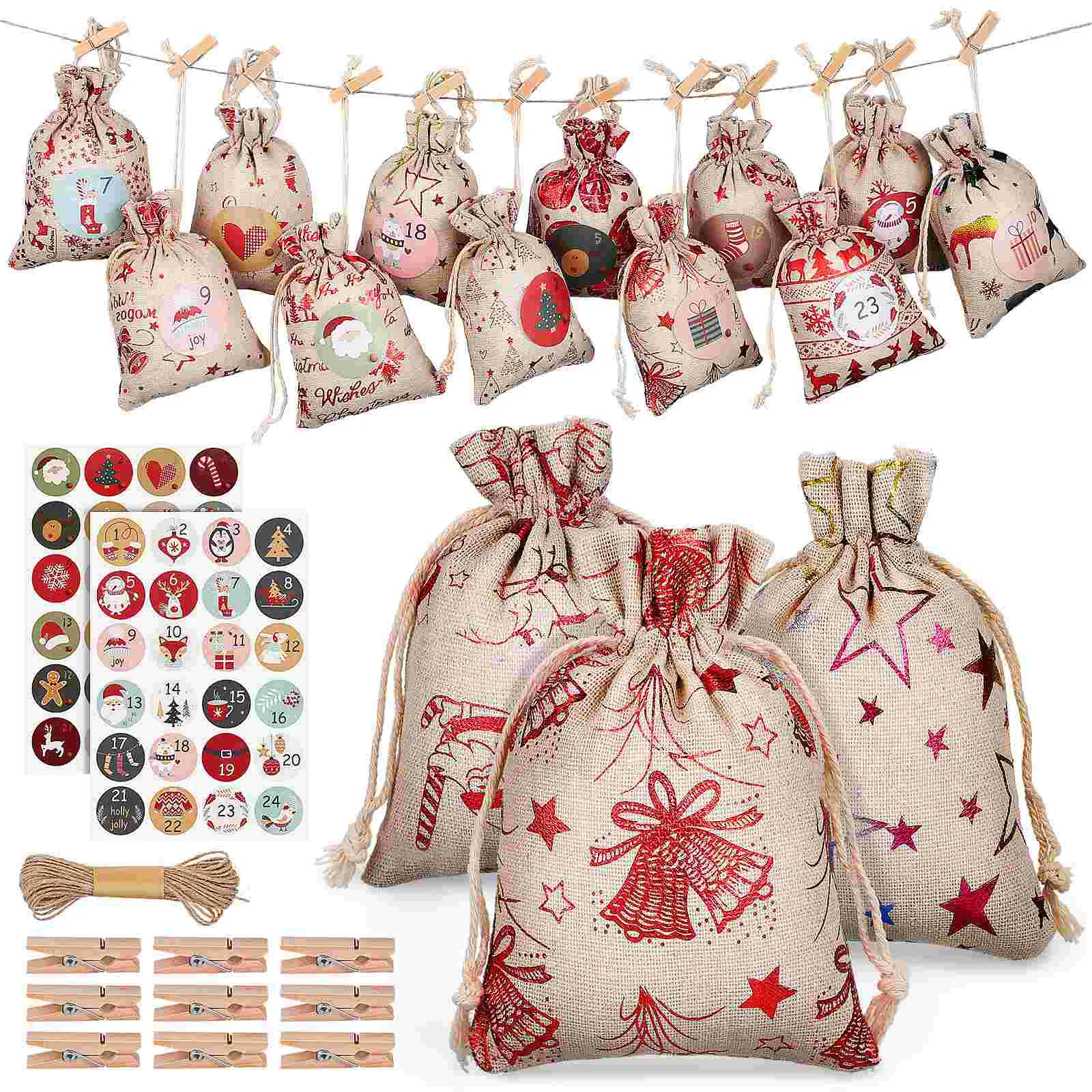 

Christmasbag Gift Drawstring Candy Treatpouch Burlap Favors Party Holiday Goodie New Year Christma Present Sacks Wrapping Favor