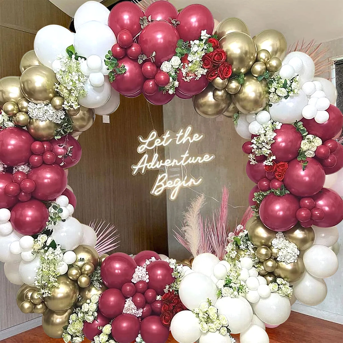 

White Metallic Gold Metallic Red Balloons Garland arch Kit Birthday Party Decor Kids Wedding Birthday Girl Baby Shower Decor