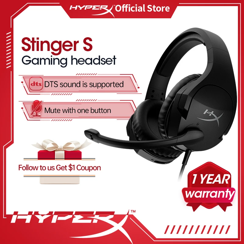 

Original HyperX Cloud Stinger/ Cloud Stinger S Gaming Headset Headphones With Microphone For PC PS4 Xbox Headphone