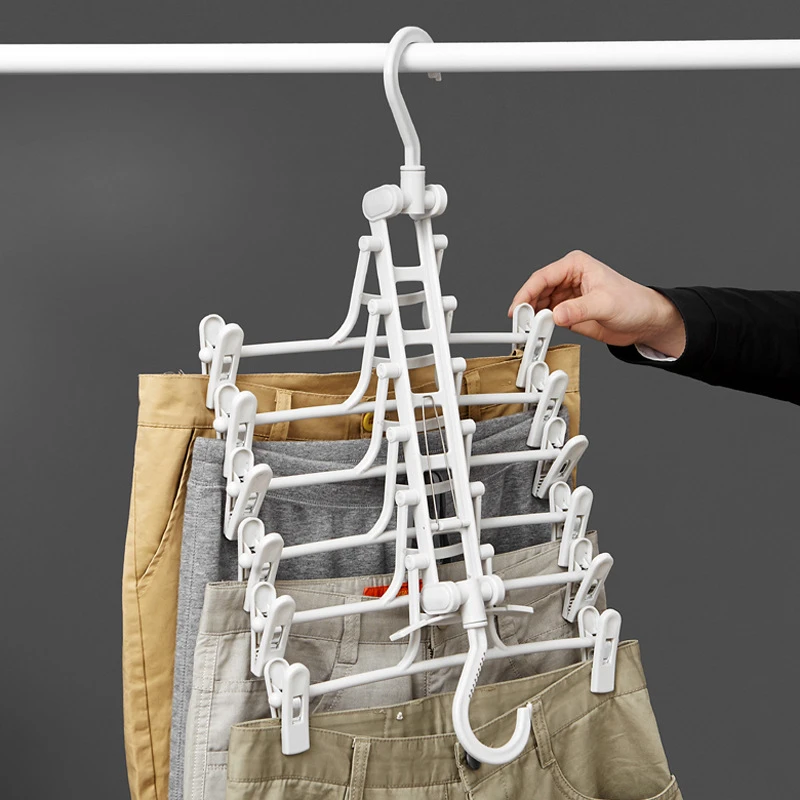 

Pants Hangers Racks Closet Organizer Clothing Racks Trouser Hangers Foldable Wardrobe Pants Hanger Storage Organizer With Clips