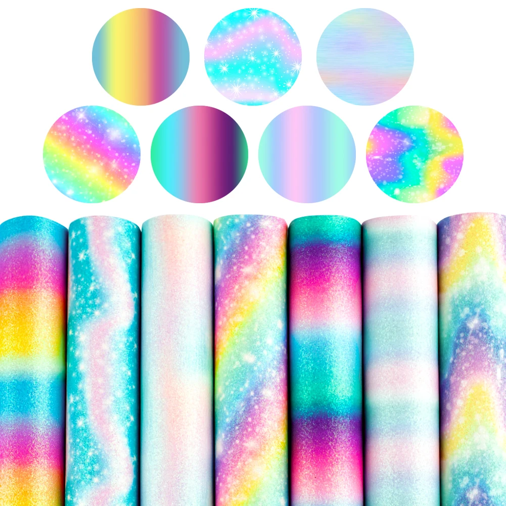 30*136 см градиентная Красочная Печатная тонкая блестящая кожа для бантиков