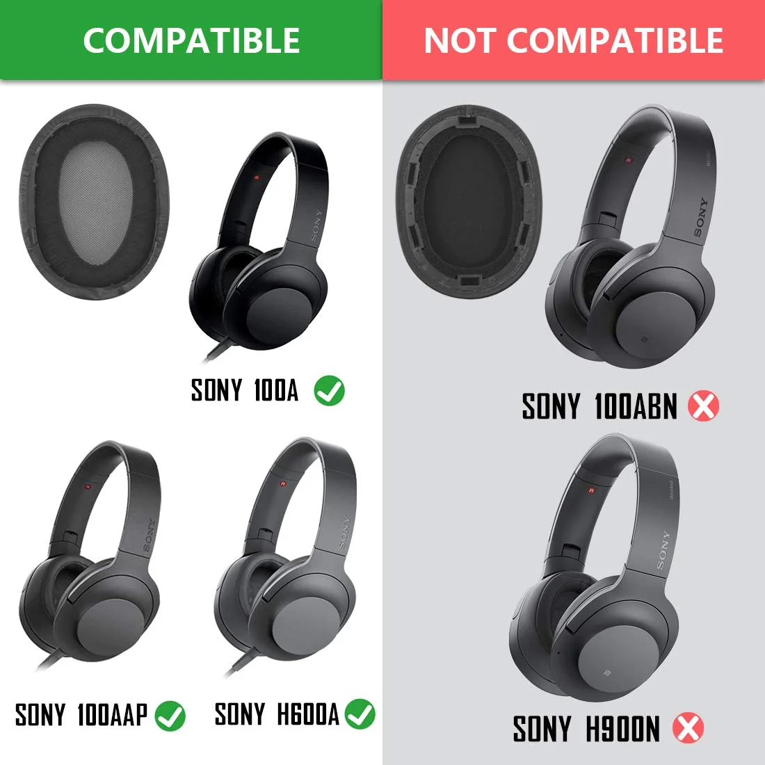 Запасные накладки для ушей чехлы подушек запасные части Sony MDR-100A MDR-100AAP MDR-H600A MDR 100A