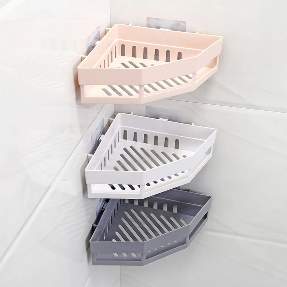 

Triangle Rack Bathroom Storage Shampoo Gel Storage Basket Rack Toiletries Shelf Corner Shower Rack Holder Plastic
