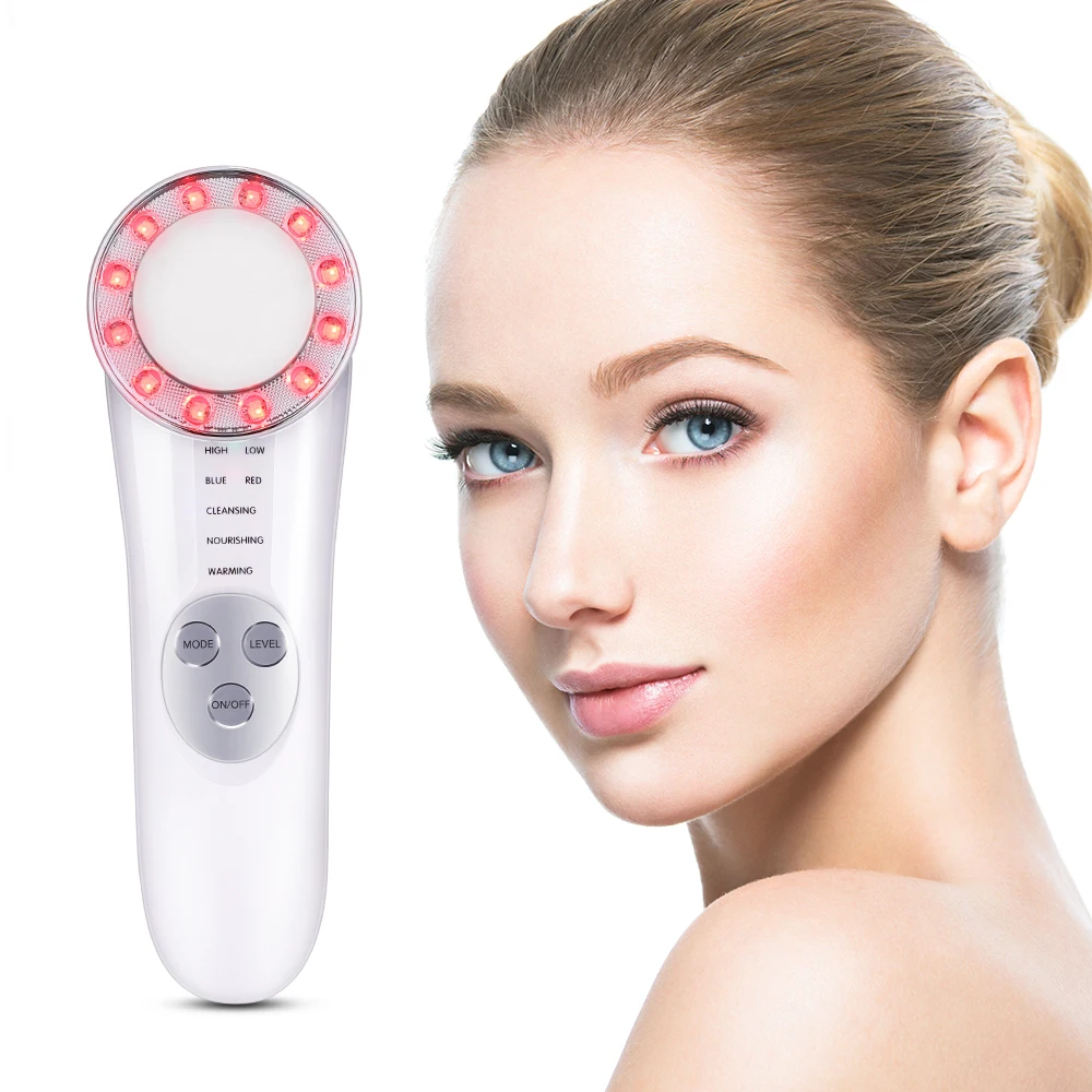 

LED Photon Ultrasonic Tighten Face Lift Skin Cleaner Wrinkle Remover Anti Aging Ultrasound Facial Care Beauty Massager Device