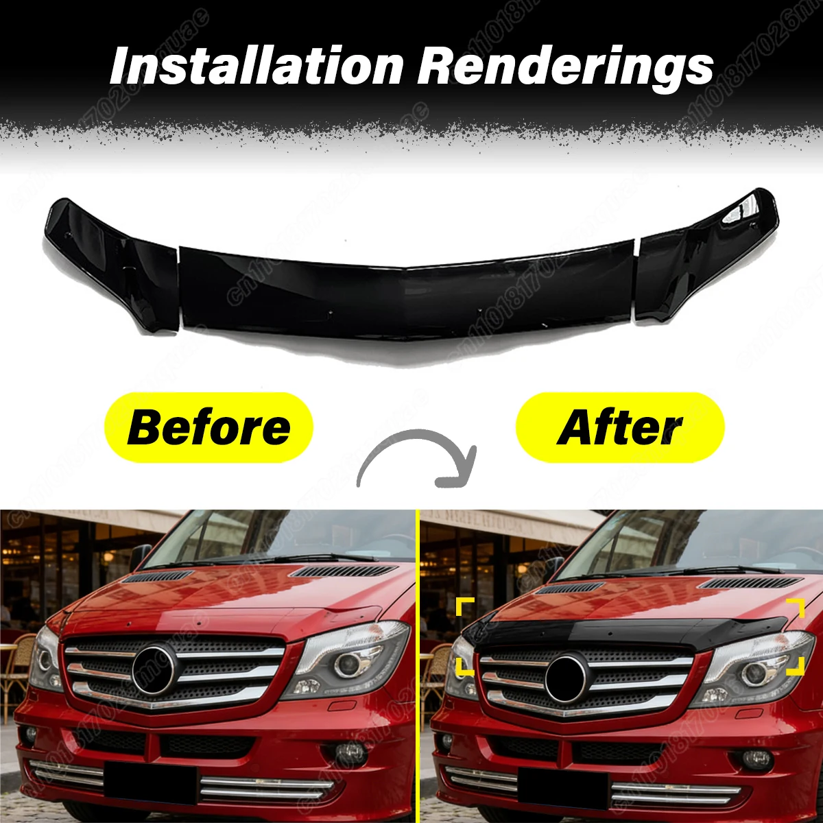 Фото Для Mercedes-Benz Sprinter W906 2014-2017: Защитная накладка на капот, аксессуары для модификации и декора №2
