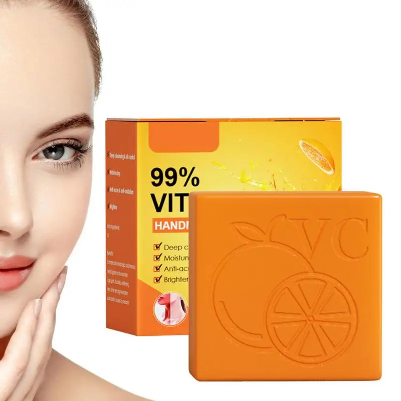

Мыло с витамином C, натуральное апельсиновое увлажняющее и органическое очищающее средство для лица и тела, 100 г