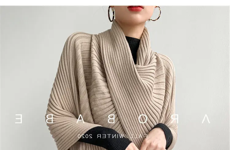 Knitted Sweater Poncho Vest Fashion Wrap Coat Shawl Lady Scarf Knitted Solid Color Wedding Party Wholesale Cape 2023 New T268 images - 6
