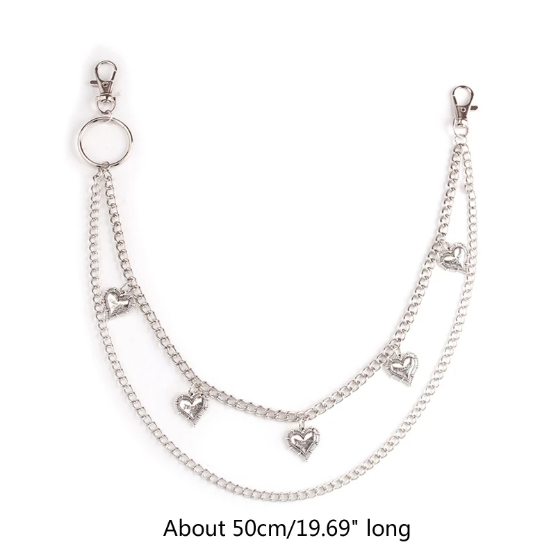 

Heart Shape Dangle Pant Chain Women Double Layer Street Metal Trousers Key Chain Punk Hip-hop Waist Chains Belt Drop Shipping