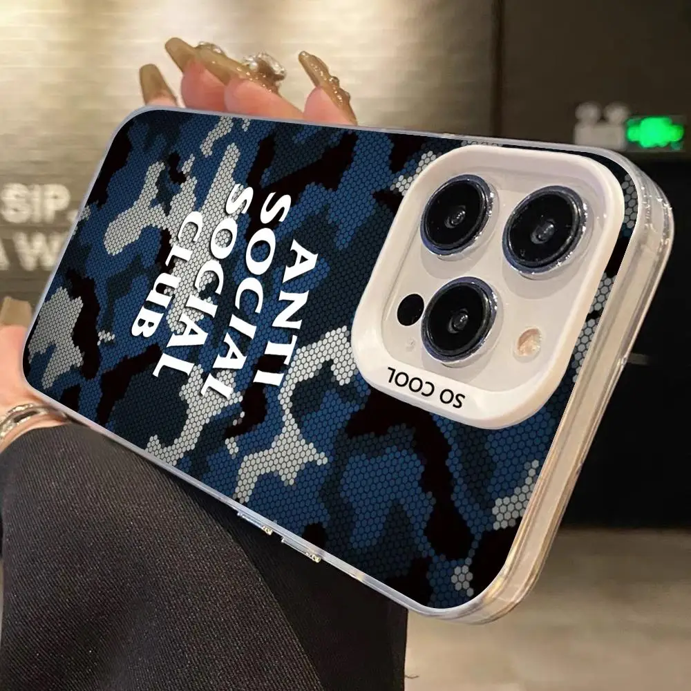 Чехол для мобильного телефона Social Club iPhone 16 15 14 13 12 11 X XR XS 8 7 Pro Max Plus серебристый цвет