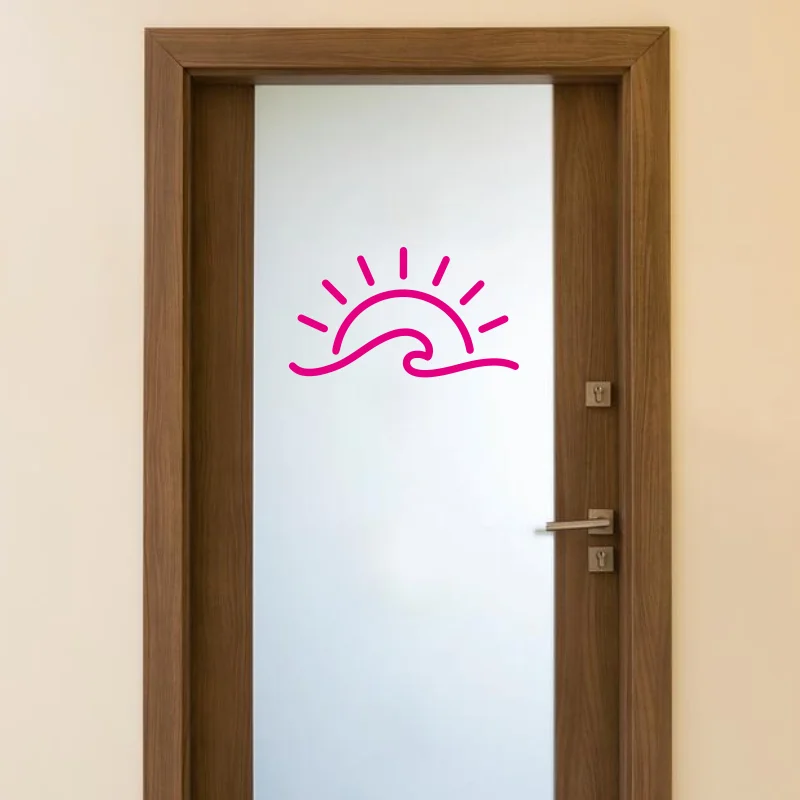 Виниловая наклейка на ноутбук с изображением заката волны солнечного света