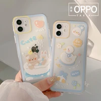 cute cartoon duck bear phone case for oppo reno 7 6 5 4 3pro a9 a5 a3 a83 a79 r15 k1 lens protection shockproof clear back cover