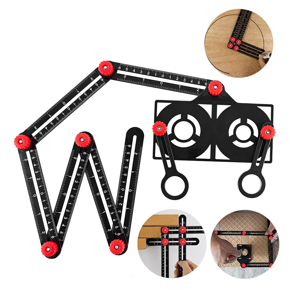 

Angle Ruler 6-9-12-fold Perforated Mold Template Tool Tile Hole Locator Drill Guide Aluminium Alloy Finder Measuring Ruler