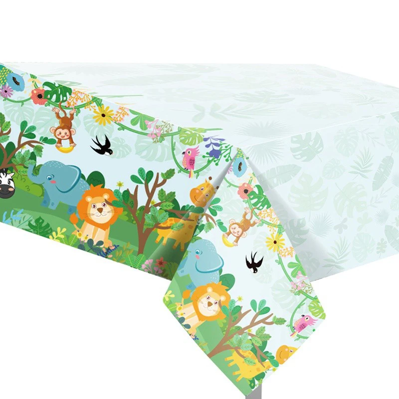 

Woodland Animals Disposable Table Cloth Jungle Safari Animals Party Wild One 1st Birthday Birthday Party Decor kids Baby Shower